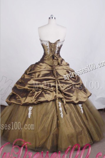 Ruching Appliques and Pick-ups Decorated Quinceanera Dress